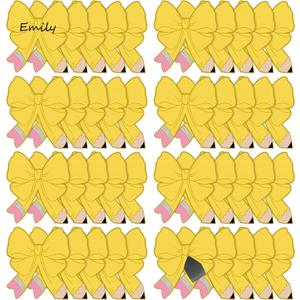 2 x 48 Pcs Pencil Bow Magnetic Name Tags, Dry Erase Classroom Labels, 4.33 x 1.57 inches