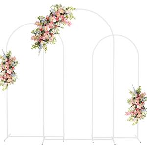 Fomcet Wedding Arch Backdrop Stand Set of 3 White Metal Arched Backdrop Stand 7.2FT & 6.6FT & 6FT Balloon Arch Frame for Wedding Ceremony Birthday Party Baby Shower Anniversary Decoration