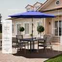 Outdoor Patio Umbrella with One Push Button Tilt and Crank, 8 Sturdy Ribs Market Table Umbrella