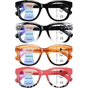 Progressive Multifocus Reading Glasses for Women,Blue Light Blocking Computer Readers with Spring Hinge