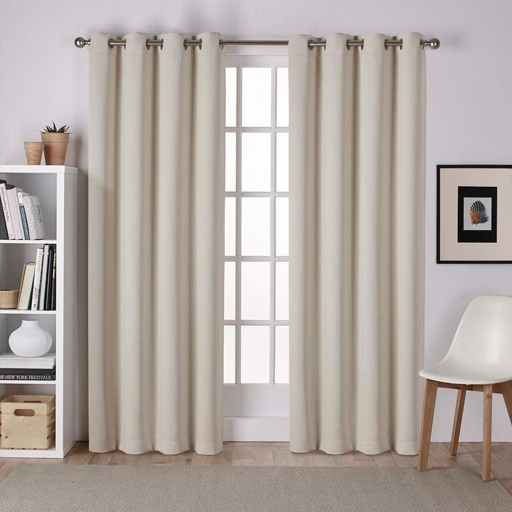 EXCLUSIVE HOME Sateen Twill Woven Room Darkening Blackout Grommet Top Curtain Panel Pair, 52"x84", Linen