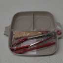 3 Section Grill Pan for Stove Tops with Detachable Handle, Nonstick Versatile Griddle Pan with Lid, Square Skillet PFOA Free, White