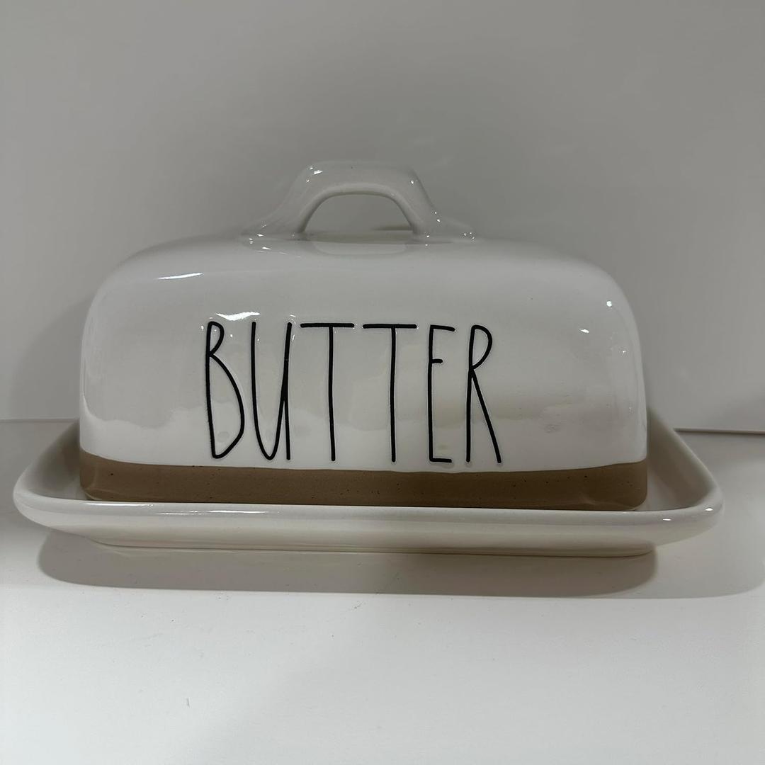 Rae Dunn Butter Dish (One Size, Butter (Tan Border))