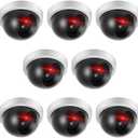 Kanayu 8 Pack Dummy Fake Camera CCTV Dome Fake Security with Flashing Red LED Light Wireless Surveillance Dummy CCTV for Outside Decoy Camera with Screws Tape for Indoor Outdoor Home (White)