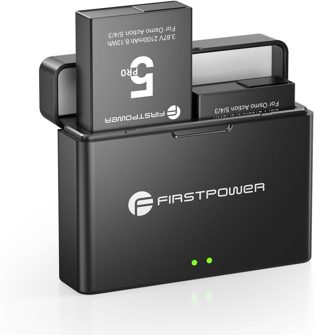 FirstPower Replacement Osmo 360/ Action 6/5 pro/4/3 Battery (2-Pack 2100mAh) with 20W Dual Fast Charging Hub Compatible with DJI Osmo Action 6, Action 5 Pro, Action 4, Action 3, Osmo 360 Cameras