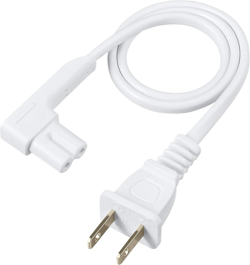 19.5in Power Cord Compatible with Sonos One, Sonos One SL, Sonos Play-1 Speakers - Power Plug Cable (Short, White)