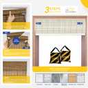 No Drill No Tools Bamboo Roman Shades, Cordless Light Filtering Window Blinds with Valance, Natural Woven Wood Shades for Living Room Dining Room, White, 23" W x 64" H