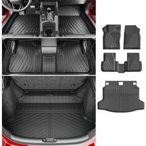 powoq Floor Mats Compatible with 2022-2026 Honda Civic Hatchback Cargo Mat Floor Liner Back Seat Protector TPE Replacement for 2022 2023 2024 2025 2026 Honda Civic Accessories (Trunk Mat+Floor mats)