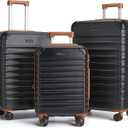 LIGHT FLIGHT Luggage Sets, 2 Piece Durable Suitcase Set with Spinner Wheels, 3 Pcs Hardside Lightweight luggage with TSA Lock, Large Checked Travel Suitcases, 20/24/28 Inch,Black/Brown