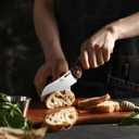 SENBON 440 Stainless Steel Super Sharp Pocket Folding Chef Knife Peeling Utility Knife Fruit Knife Handle Camping Barbecue Outdoor Back Clip Portable (Color wood bread knife)