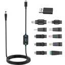 FARSENSE USB C to DC Adapter,Barrel PD Trigger Cable(3.3ft) with 10 Connector Tips,USB to DC Power Cable can Switch Voltage by Pressing The Key,Support LED Display Voltage