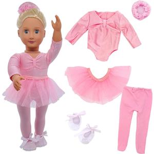 18" Doll Clothes Ballet Ballerina Outfits 5pcs Dance Dress for American OG18 Inch Doll Accessories Sets Girl Doll Clothes Gifts