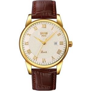 Mens Womens Quartz Watch Roman Numeral Business Casual Fashion Analog Wrist Watch Classic Calendar Date Window 30M Waterproof Comfortable Leather Watches