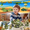 48pcs Mini Magnetic Tiles, Military Engineering Building Blocks Set in Iron Box, Portable STEM Army Travel Toys for Kids, Quiet On-the-Go Activities & Preschool Learning for Toddlers