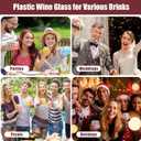 24 Pack Plastic Ribbed Wine Glasses, 14oz Stemless Disposable Wine Cups, Cute Clear Unbreakable Outdoor Cocktail Glasses, Heavy Duty Reusable Plastic Drinking Cup for Party Wedding Mimosa Bar