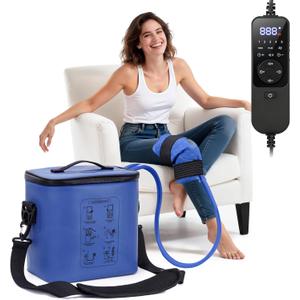 Cold Therapy Machine - Programmable Ice Machine for Knee After Surgery, Portable Ice Therapy Machine with Quiet Pump, Knee Replacement Recovery System, Cryotherapy Pain Relief w/Compression Pad (Blue)