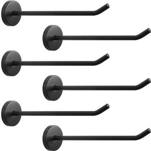NearMoon Coat Hooks, Wall Mount Hooks for Hanging Hat Hurse Robe, 304 Stainless Steel Heavy Duty Towel Hangers for Bathroom Livingroom Hotel Kitchen Garage, 6 Pack (6 Inch, Matte Black)