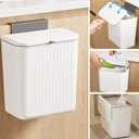 2.4 Gallon Kitchen Compost Bin for Counter Top or Under Sink, Hanging Small Kitchen Trash Can with Lid, Wall Mounted Waste Basket Bin Garbage Can for Bathroom (White)