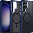 Case for Samsung Galaxy S25 Ultra, Translucent Matte Cover Fits for Magsafe, S25 Ultra Phone Case with Non-Slip Grip, Magnetic Case for Samsung S25 Ultra, Shockproof Protection (Darkblue)