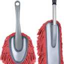 IPELY 2 Pack Large Car Duster Exterior Scratch Free with Extendable Handle and Car Duster Interior, Wax Cotton Hair Dusters (Red)