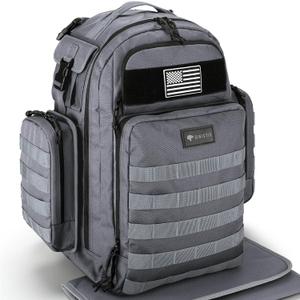 Dinictis Dad Diaper Bag, Mens Diaper Bag Backpack with Diaper Changing Mat, Military Diaper Backpack with Molle Webbing, Waterproof Pouch, Baby Wipes pocket, Insulated Bottle Pockets- Dark Grey