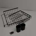 iSPECLE Dish Drying Rack - 3 Sizes Adjustable Large Dish Rack (16.9'',18.7'',20.4'') - Over Sink Drying Rack with Cutlery Holder, in Sink or on Counter Dish Drainer, Metal, Black (Only fit>17.5" Sink)