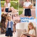 Vinsatin Girls Bermuda Shorts Wide Leg, Navy Blue, 5-6 Years (Blue)