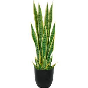 Artificial Snake Plant  28in Faux Sansevieria Plants, Fake Floor Plant for Indoor Outdoor, Front Porch Patio Home Office Decor, Mother-in-Laws Tongue, Yellow 1Pcs