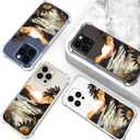 Hungo Compatible for iPhone 15 Pro Max Case for Women Clear Design Cute,Girly Girls Promax Ocean Beach Mountain Sunset Sun Sea Palm Trees Clouds Hills Tropical