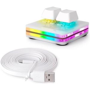 Ecarke 2-Key Gaming Keyboard, USB Mini 2-Key Keyboard, Mechanical Gaming PC Keyboards, Programming Macro with Software, RGB LED