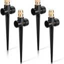 Tioncy 4 Pack Metal Lawn Sprinkler Automatic Garden Water Sprinkler on Spike Base 360 Degree Rotation with Adjustable Brass Nozzle for Lawn Garden Yard(Black)