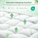 HYLEORY Mattress Topper - Thick Bamboo-Viscose Naturally Cooling Pillow Top Mattress Pad Breathable Fluffy Soft Mattress pad for Back Pain Relief, King Size, Green