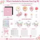42PCS Graduation Cap Decorations Kit 2026, Pink DIY Grad Cap Topper Set with Glitter Topper Boards, 3D Butterflies, Letter Stickers, Pearls, Rhinestones, Flowers for Class of 2026