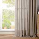 YoungsTex Linen Semi Sheer Curtains 95 Inches Long 2 Panels for Living Room, Textured Floor Length Drapes Light Filtering with Rod Pocket Back Tab for Bedroom, Dark Oatmeal,52 X 95 Inch