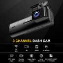 4K Dash Cam Front and Rear Inside,3.16" IPS,3 Channel Dash Cam for Car with 5G WiFi,Free 64GB Card,170 Wide Angle,Loop Recording,G-Sensor,WDR,Night Vision,Time-Lapse,24H Parking Monitor