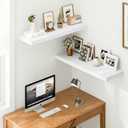 White Floating Shelves 12 Inches Deep, 36 X 12 Inch, Set of 2, 35.4”wx12”dx1.5”h