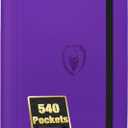 Premium 9 Pocket Card Binder for 540 Cards, Fabmaker PU Cover Trading Card Binder, Sturdy Card Collection Album, Sleek Card Holder Folders for Game Cards & Sports Cards, Purple