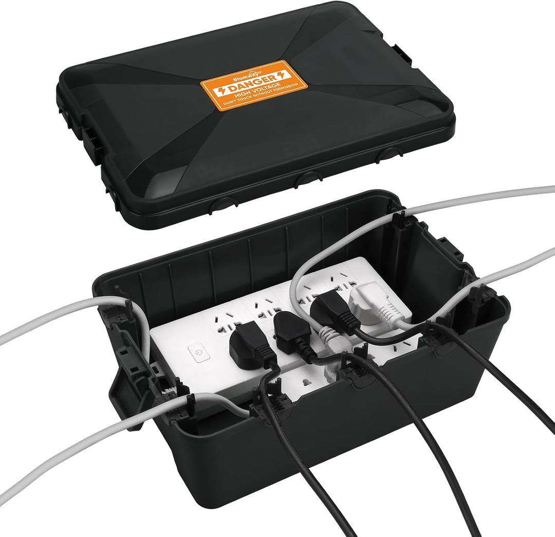 Blumway Large Outdoor Electrical Box (12.5x8.5x5 inch), IP54 Waterproof Outdoor Outlet Extension Cord Cover Weatherproof, Protect Outlet, Plug,Power Strip,Timer, Socket,Holiday Light (Black)