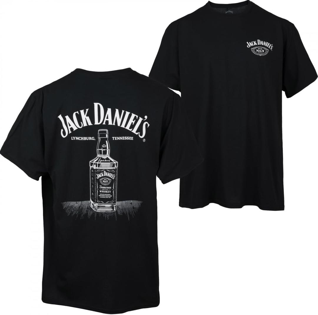 Jack Daniel's Line Art Bottle T-Shirt (Large, Black)