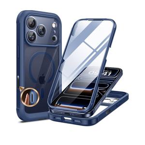Miracase for iPhone 17 Pro Max Case 6.9" Full-Body Phone Case with Built-in Glass Screen Protector& Full Camera Protector,[Magnetic with MagSafe] Drop Proof 17 ProMax Cover, Blue
