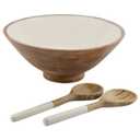 AuldHome Design Wooden Salad Bowl Set Large Serving Bowl w/ Utensils; Salad Serving Set in Mango Wood