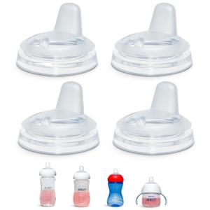 Sippy Spout Nipples for Philips Avent Natural Baby Bottles, My Grippy Spout Sippy Cup and Natural Trainer Sippy Cup, 4-Count, Soft Spout, Food Grade Silicone, BPA-Free, Convert to Sippy Cup, 4+ months