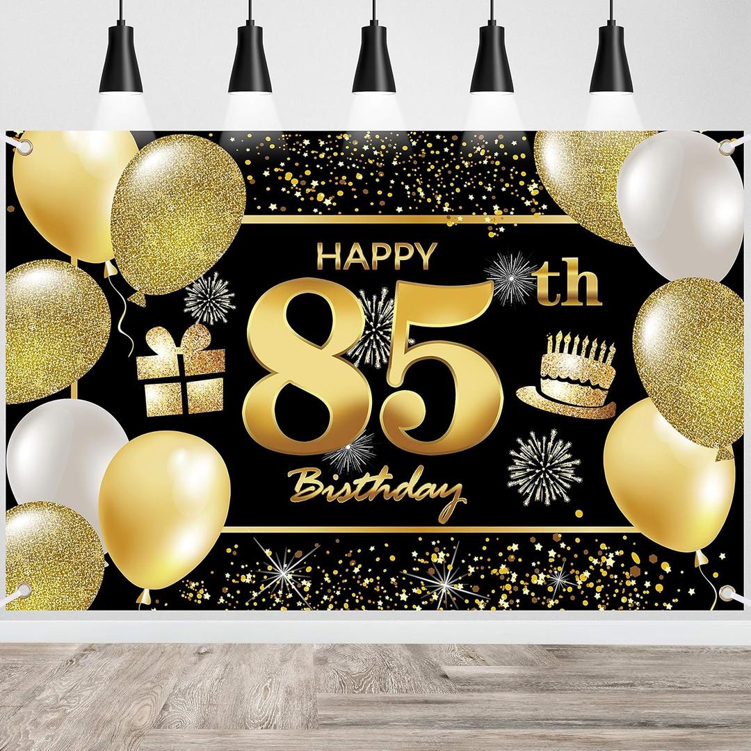 85th Happy Birthday Banner - Decorations for Men - Party Backdrop