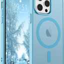 SUPFINE Magnetic for iPhone 12 Pro Max Case (Compatible with MagSafe) (Military Grade Drop Protection) Slim Translucent Matte Shockproof with Anti-Fingerprint Phone Case,Light Blue