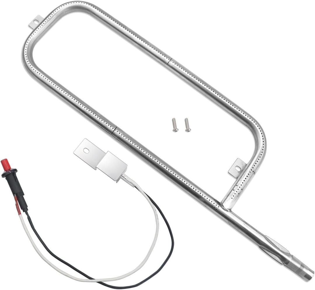 Grill Burner and Ignitor Replacement for Weber Traveler Portable Gas Grill 9010001 9013001 9020001 9030001 Gas Grill Models, Stainless Steel Burner Tube with Ignitor Kit Replacement Part