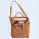 2 x Canvas Tote Bag for Women: Large Capacity Shoulder Bags for Work, Travel, Casual, Message Bag, Tote, Purse, Handbags (Brown)
