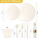 700 Piece Gold Glitter Plastic Dinnerware Set for 100 Guests