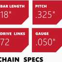 KAKEI Chainsaw Chain 18 Inch .325" Pitch .050" Gauge 72 Drive Links Fits Husqvarna 440, Echo CS-400, Jonsered - 591094872, 20lpx072g, H72 (3 Chains) - Semi Chisel