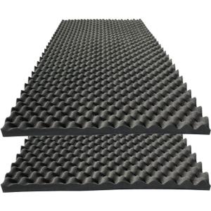 KTOESHEO 2 PCS Acoustic Panels, 48''X24''X2'' Egg Crate Foam Soundproof Foam Wall Panels, High Density Fireproof Noise Cancelling Foam Studio Foam Panel, Noise (Black)