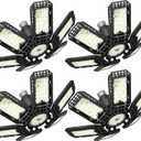4 Pack Garage Lights, 28000LM Super Bright LED Shop Lights with 6+1 Deformable Panels, 6500K Garage Light Ceiling Led, E26 Socket Screw in Bulb for Warehouse, Workshop, Basement, Attic